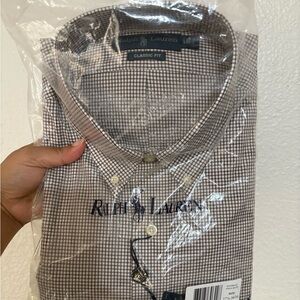 Ralph Lauren Men's Casual Brown Plaid Shirt